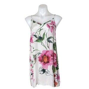 Tolani White & Pink Rayon Slip Dress Size S Spaghetti Straps 39” Chest